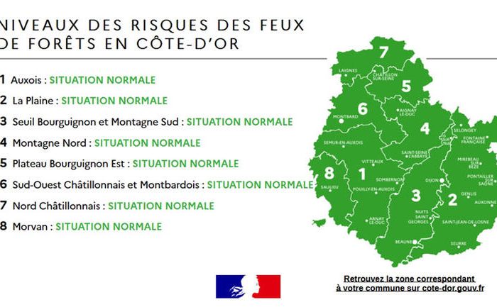 Prévention feux de forêts en Côte-d’Or : les 8 zones placées en risque normal